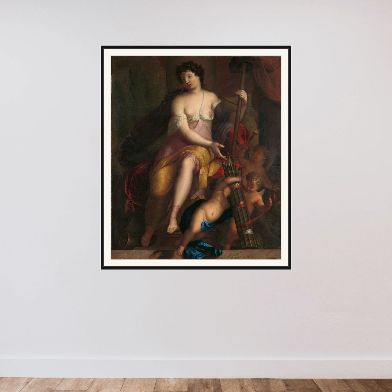 Allegorie op de vrijheid framed — shown to scale