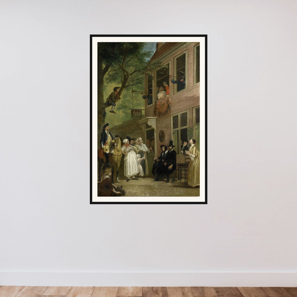 Misled: The Ambassador of the Rascals Exposes himself from the Window of 't Bokki Tavern in the Haarlemmerhout framed — shown to scale