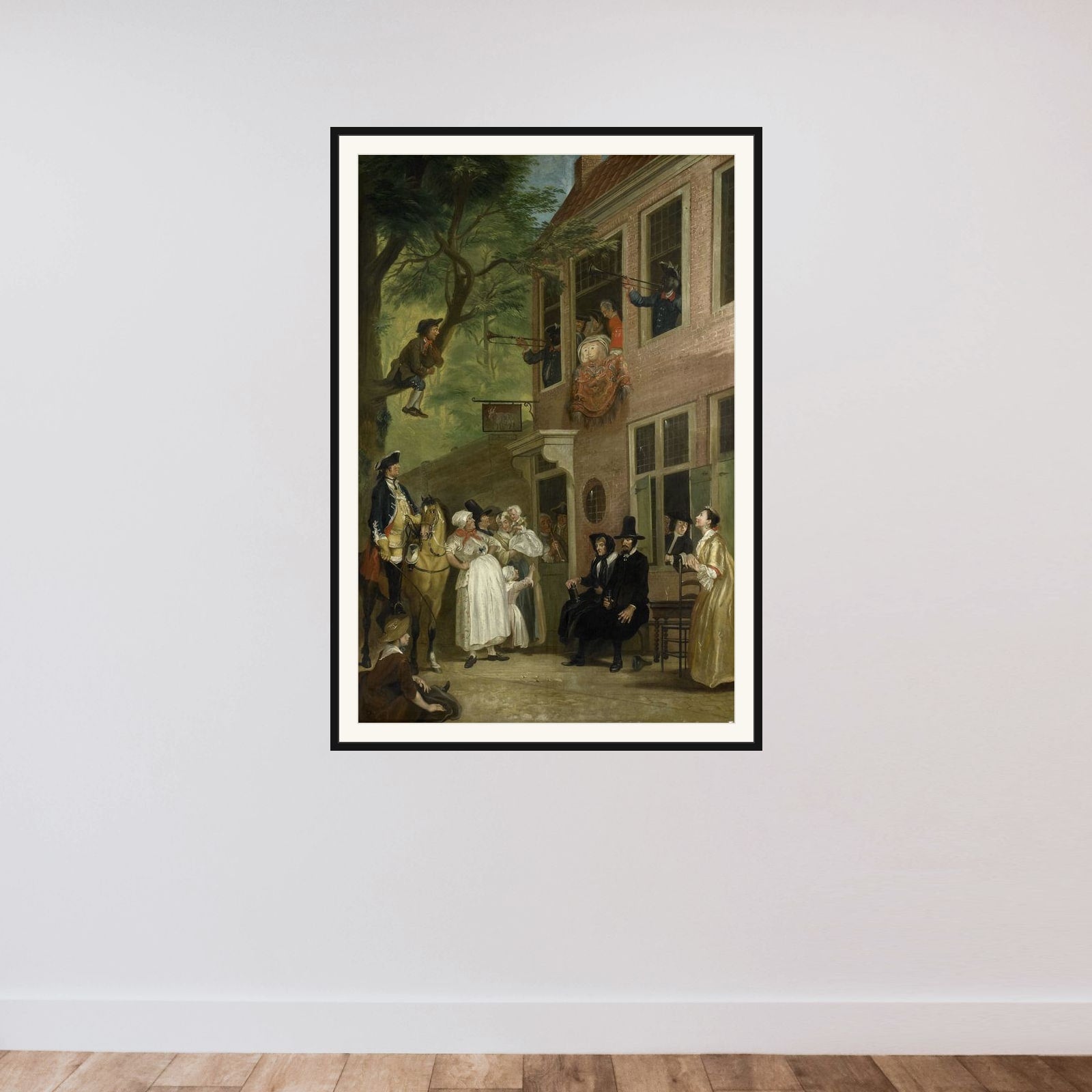 Misled: The Ambassador of the Rascals Exposes himself from the Window of 't Bokki Tavern in the Haarlemmerhout framed — shown to scale