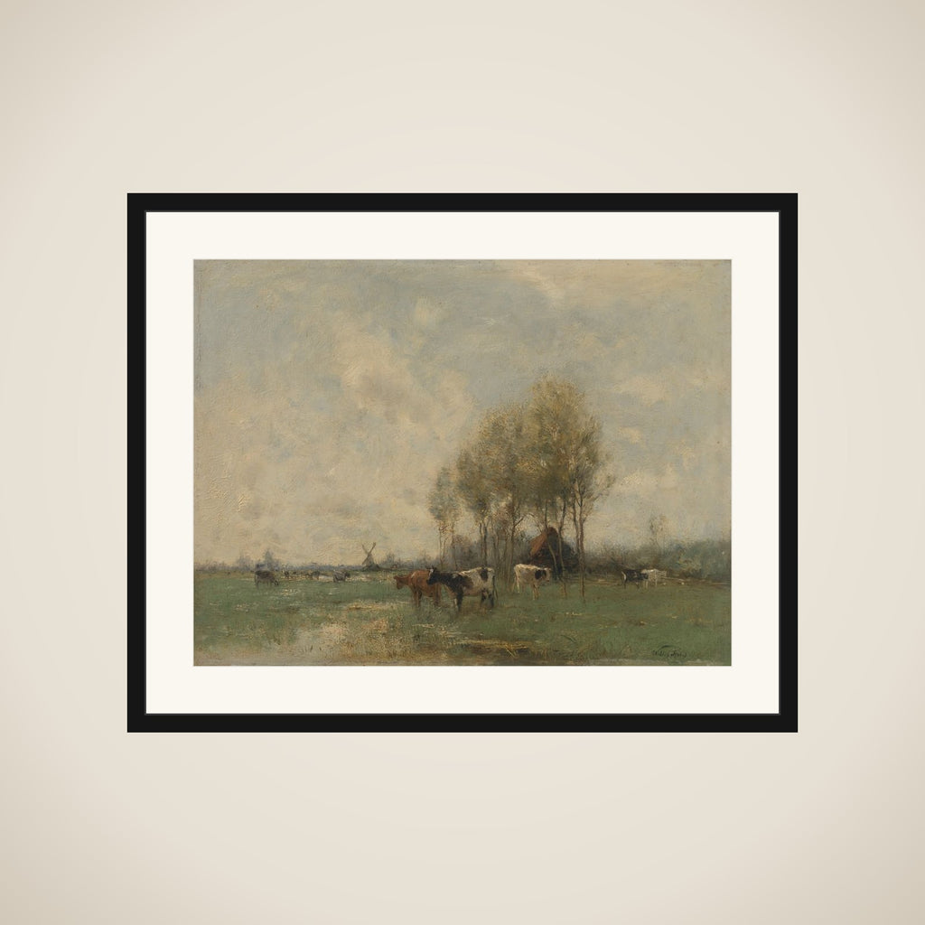 Weide met koeien framed