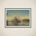De beschieting van de Kraton van de Sultan van Djambi door de gouvernementsmarineschepen 'Celebes', 'Admiraal van Kinsbergen' en 'Onrust' op 8 september 1858 framed