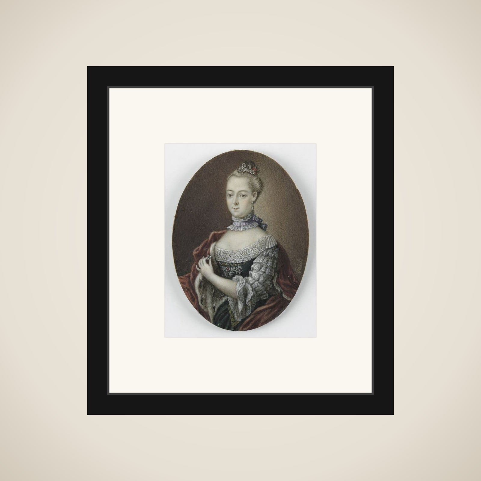 Frederica Carolina van Brandenburg (1735-91). Dochter van hertog Franz Josias van Saksen Coburg Saalfeld framed