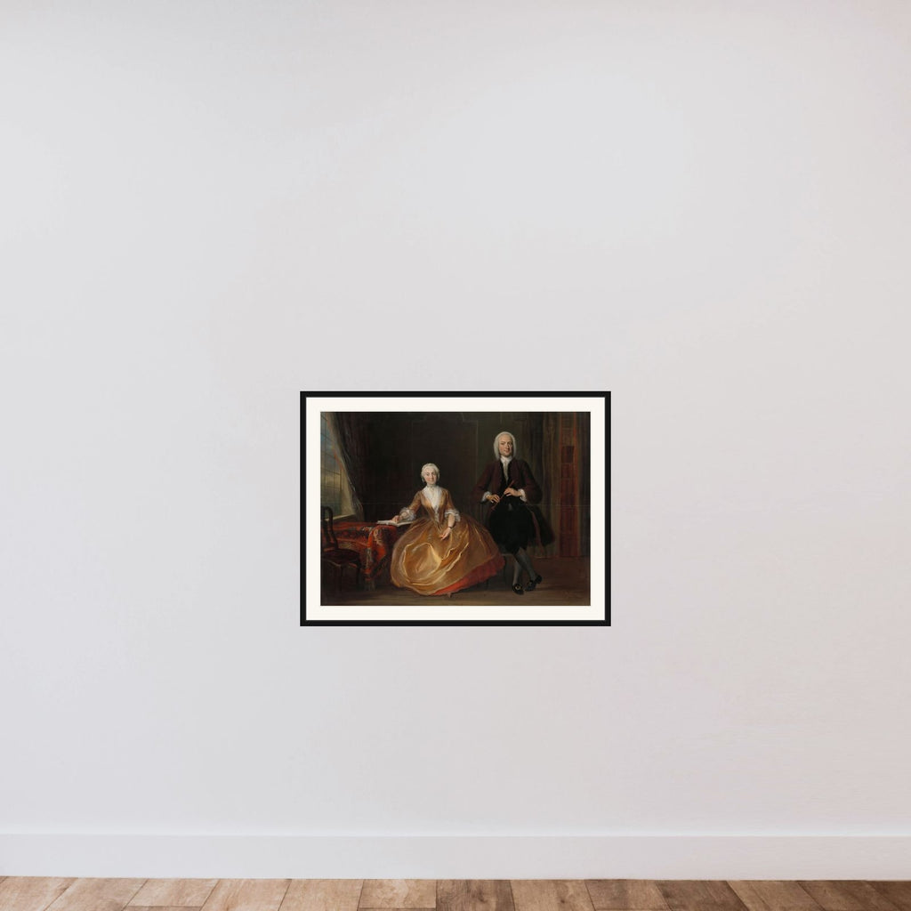 A Couple Making Music framed — shown to scale