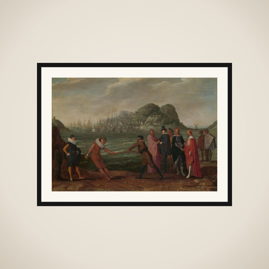 Allegory of the Victory of the Dutch over the Spanish Fleet at Gibraltar, 25 April 1607 framed