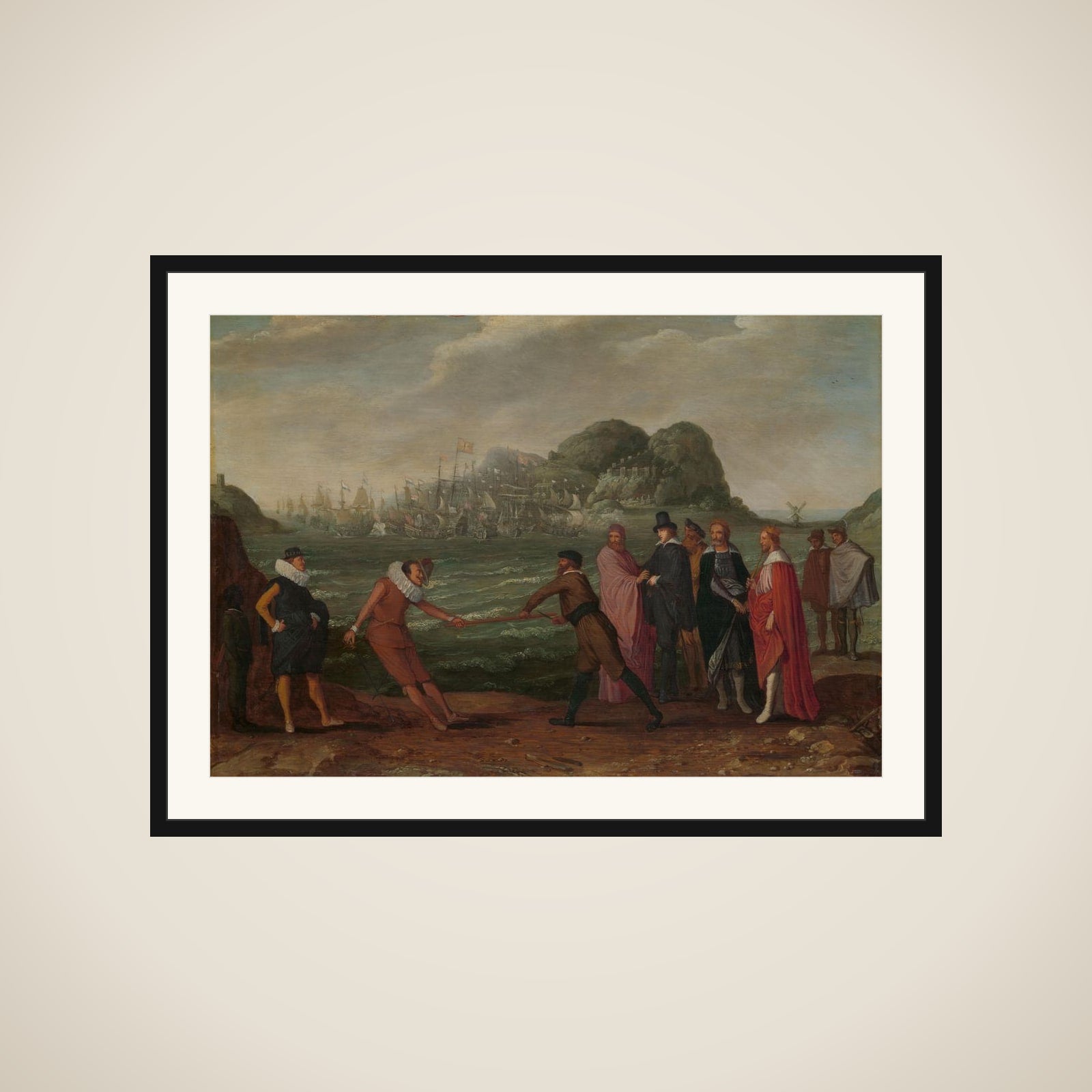 Allegory of the Victory of the Dutch over the Spanish Fleet at Gibraltar, 25 April 1607 framed