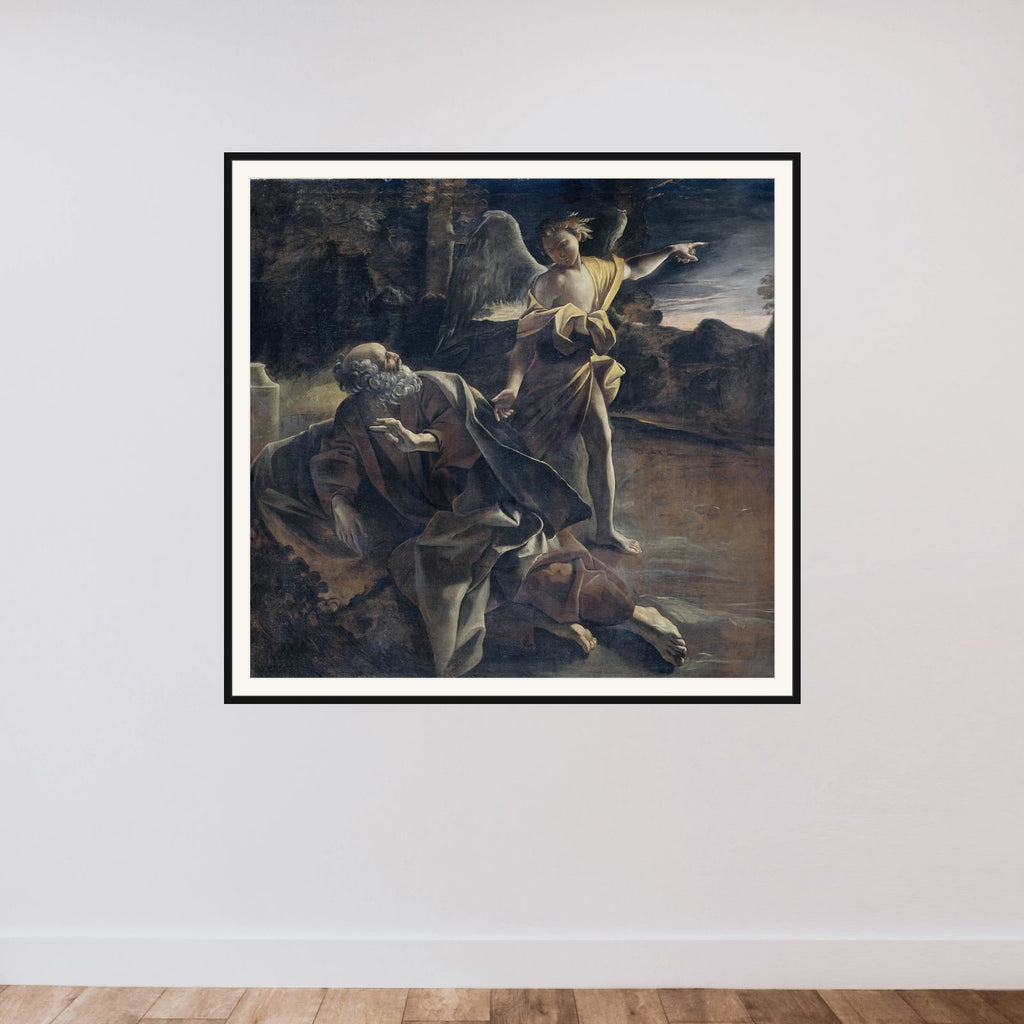 The Prophet Elijah Awakened in the Desert by an Angel framed — shown to scale