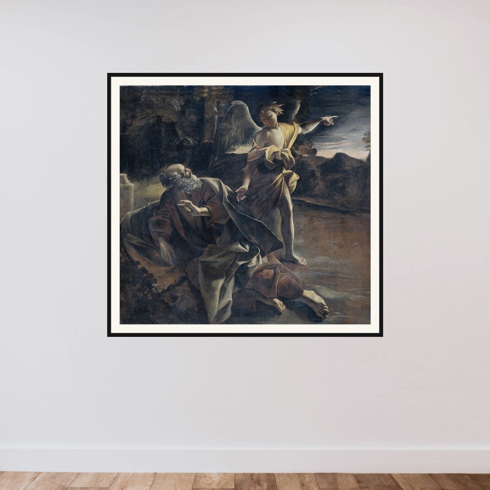 The Prophet Elijah Awakened in the Desert by an Angel framed — shown to scale