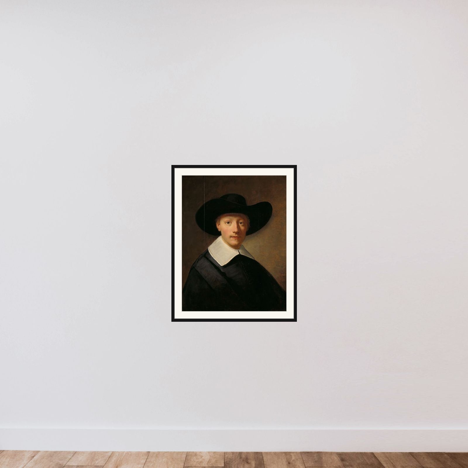 Portrait of a Man, possibly Gozen Centen (1611/12-1677) framed — shown to scale