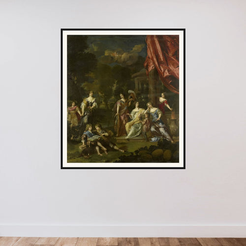 Allegorizing Group Portrait of the Children of Diederic Pietersz van Leyden van Leeuwen, Burgomaster of Leiden, and Alida Paets framed — shown to scale
