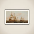 A Warship Built for France and a Dutch Yacht under Sail framed