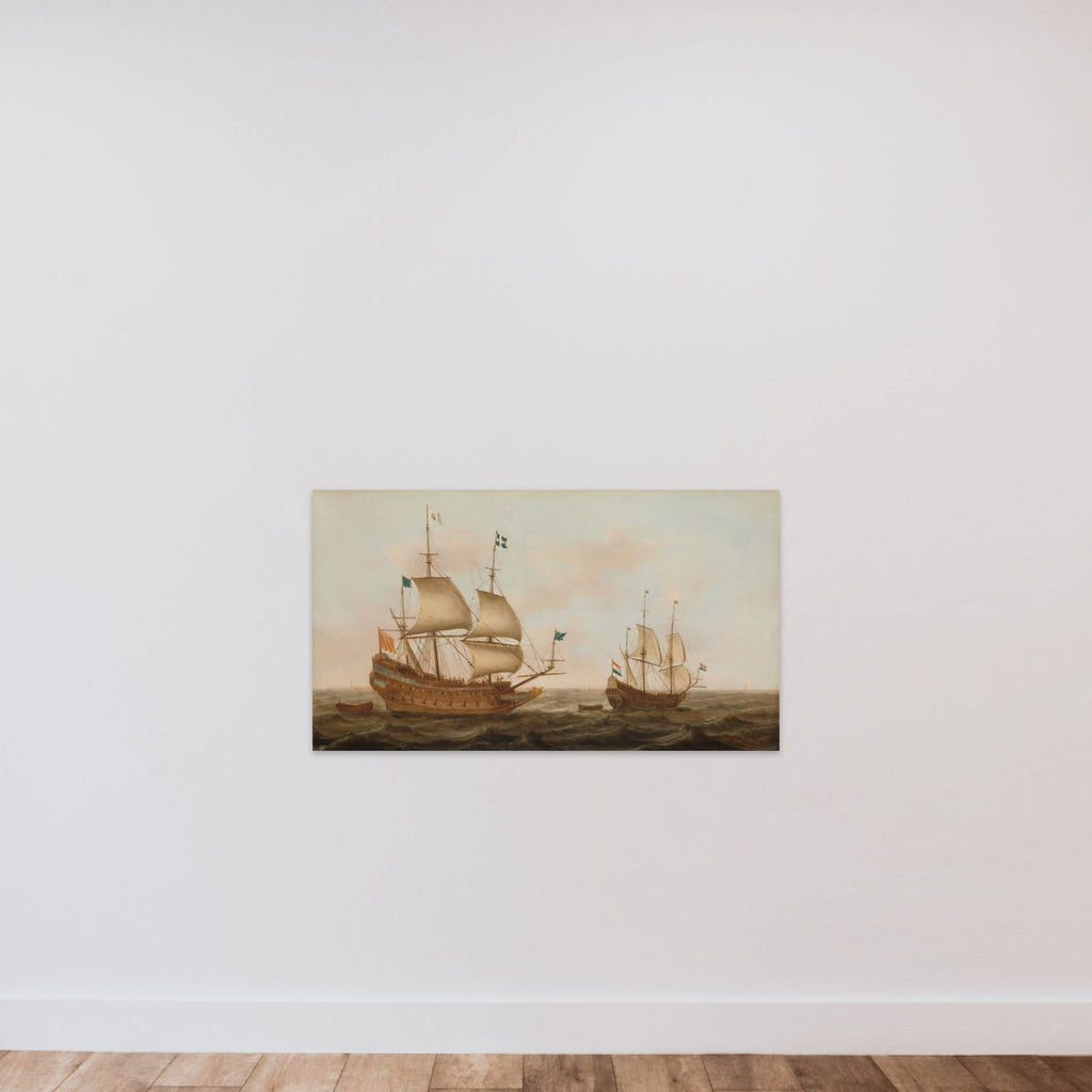 A Warship Built for France and a Dutch Yacht under Sail unframed — shown to scale