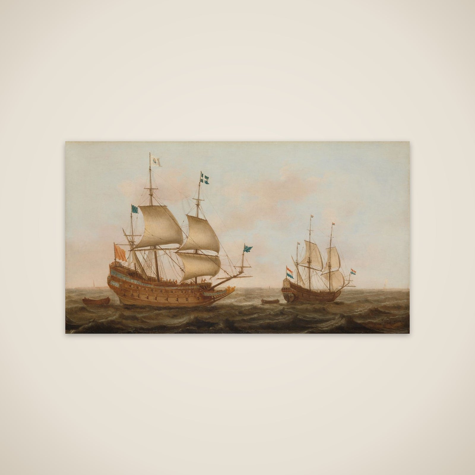 A Warship Built for France and a Dutch Yacht under Sail unframed print