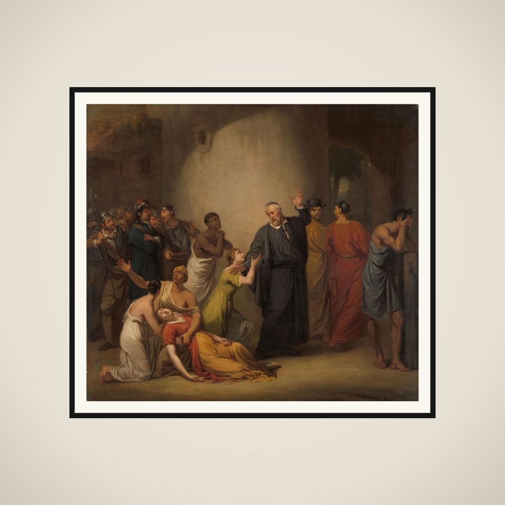 The Voluntary Sacrifice of Reverend Hambroeck on Taiwan, 1662 framed