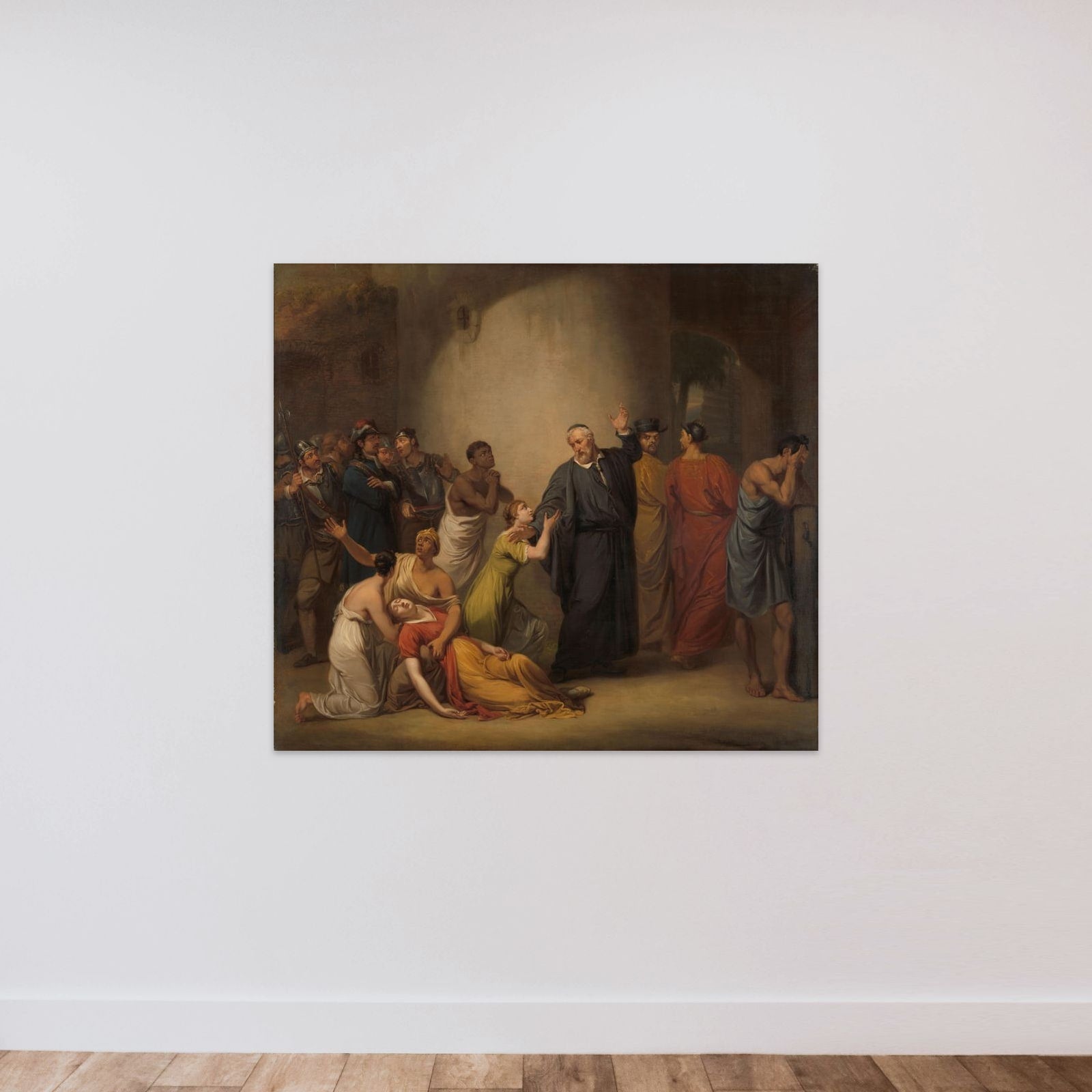The Voluntary Sacrifice of Reverend Hambroeck on Taiwan, 1662 unframed — shown to scale