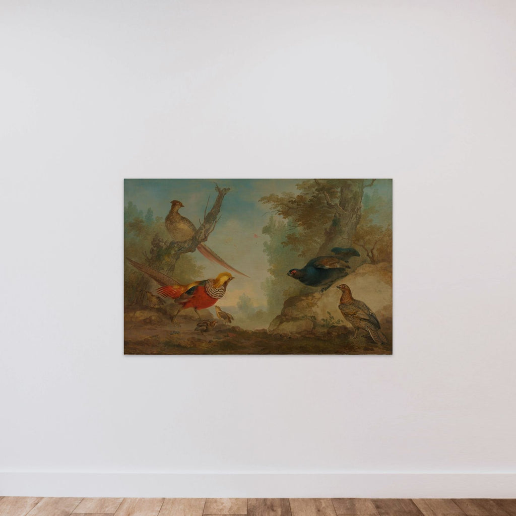 Pheasants unframed — shown to scale