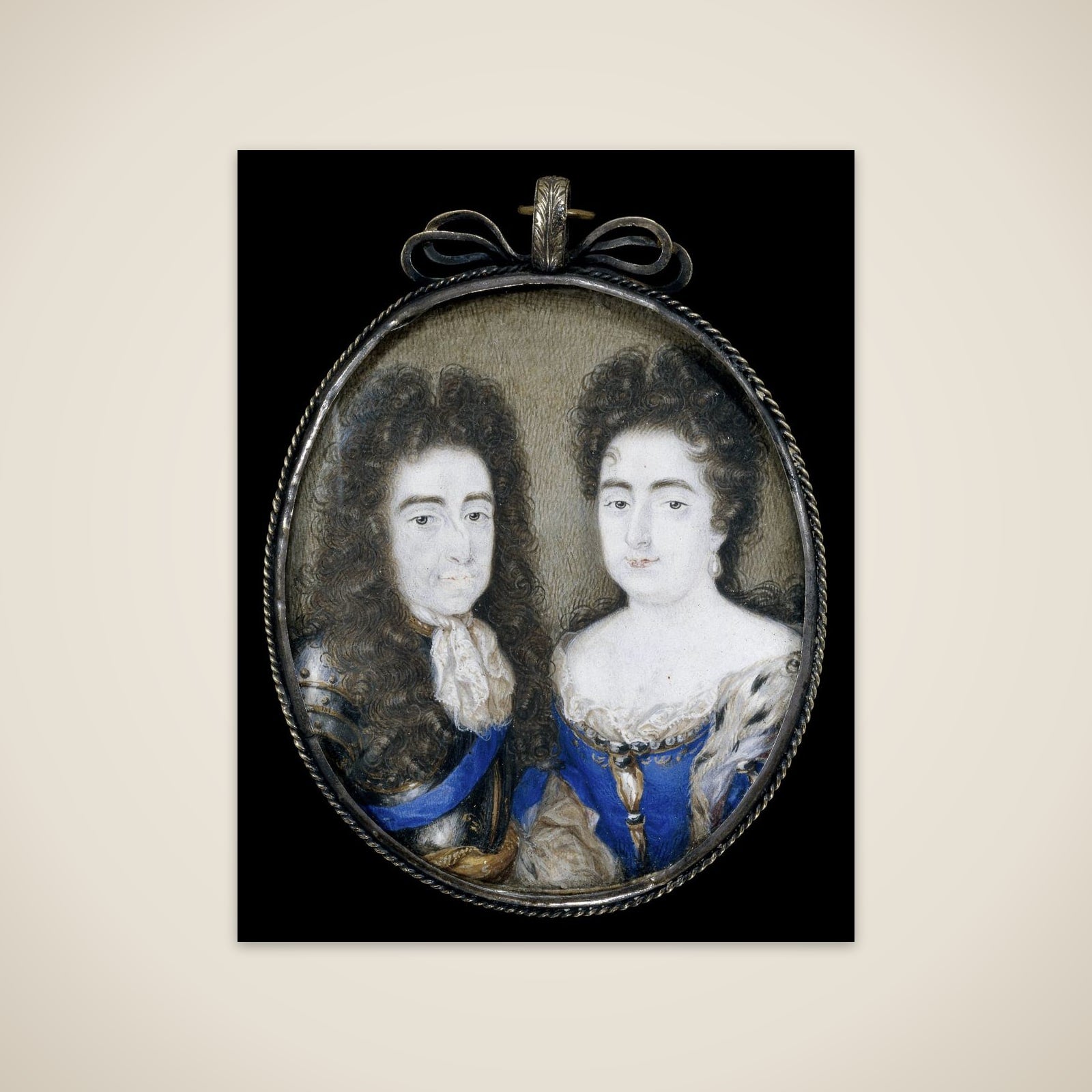 Willem III (1650-1702), prins van Oranje en sinds 1689 koning van Engeland met zijn vrouw Maria Stuart (1662-95) unframed print
