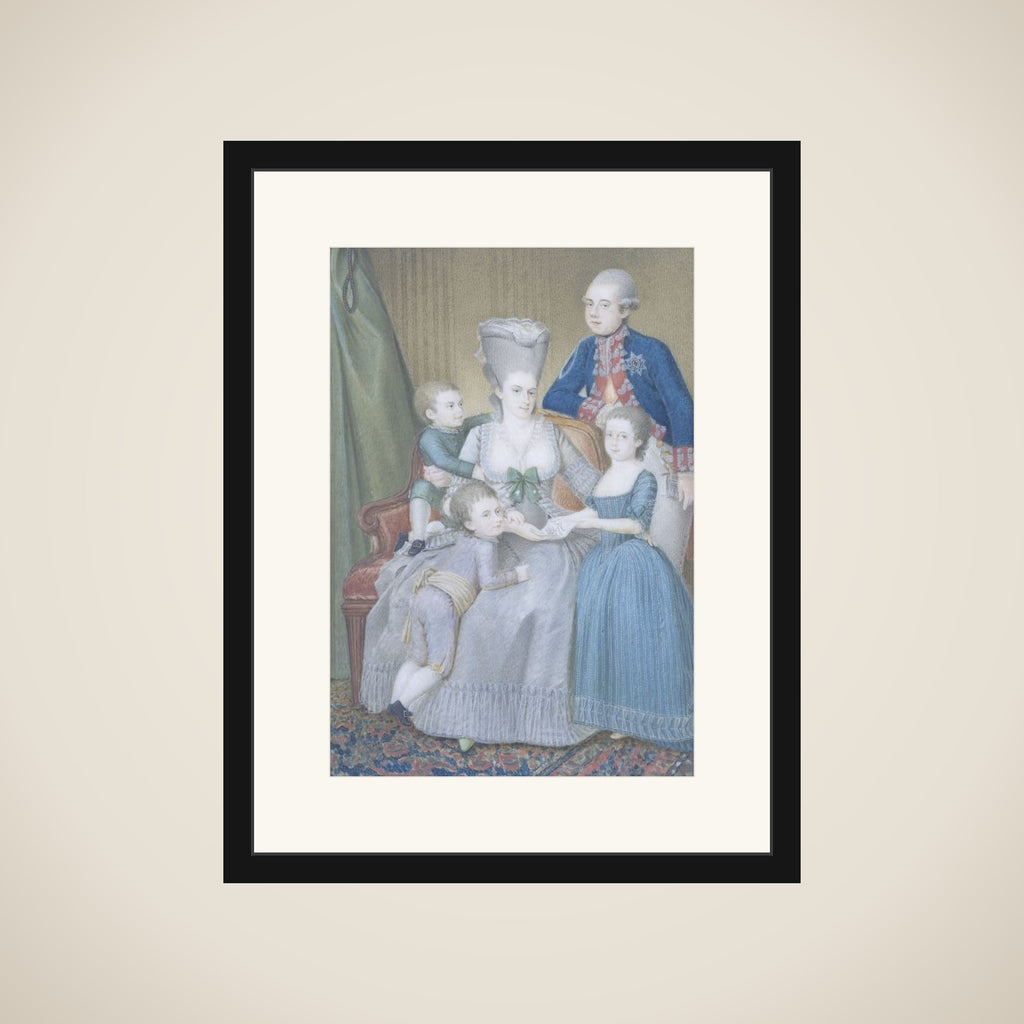 Willem V (1748-1806), prins van Oranje-Nassau, met zijn vrouw Frederika Sophia Wilhelmina van Pruisen en hun kinderen Frederica Louisa Wilhelmina, Willem Frederik en Willem George Frederik framed