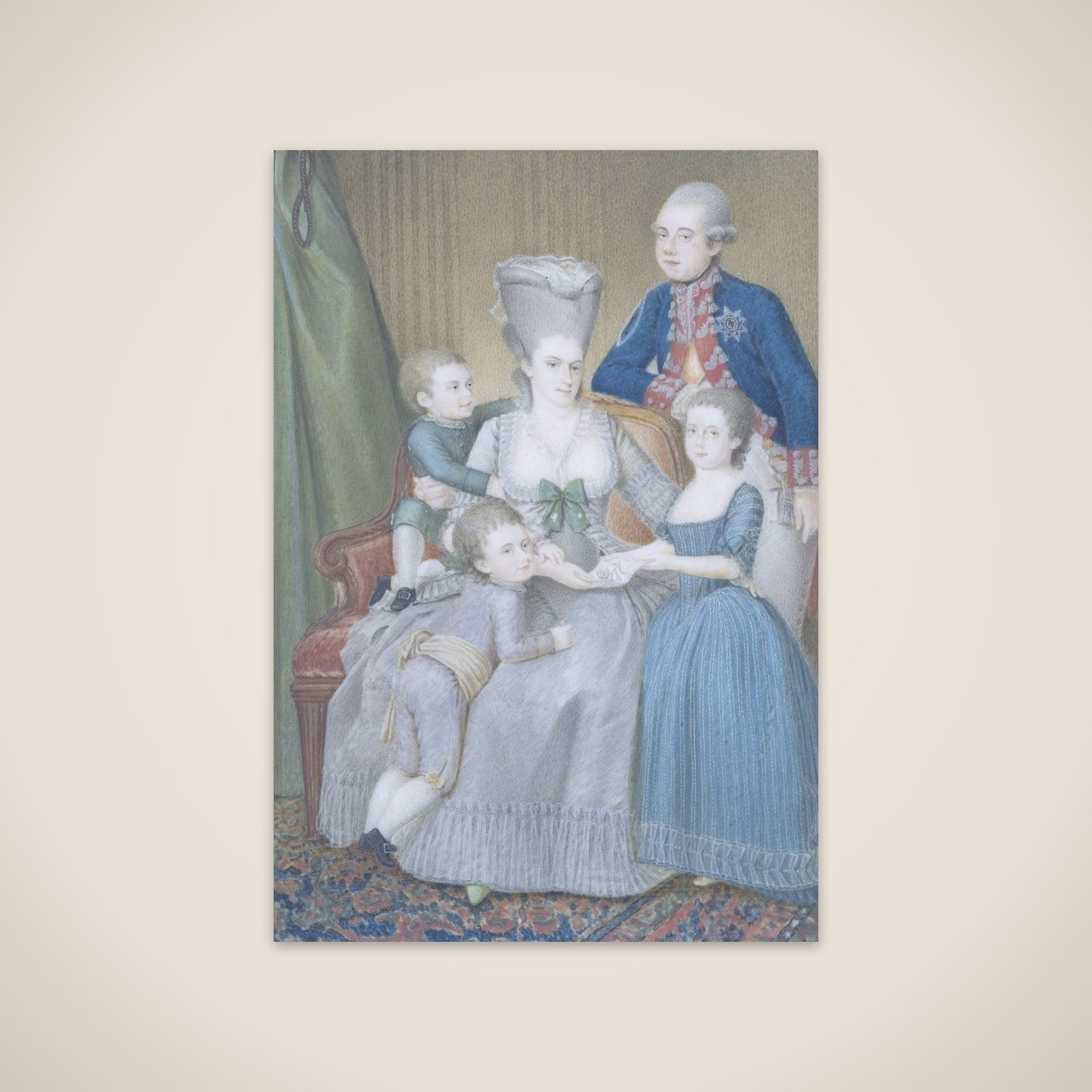 Willem V (1748-1806), prins van Oranje-Nassau, met zijn vrouw Frederika Sophia Wilhelmina van Pruisen en hun kinderen Frederica Louisa Wilhelmina, Willem Frederik en Willem George Frederik unframed print