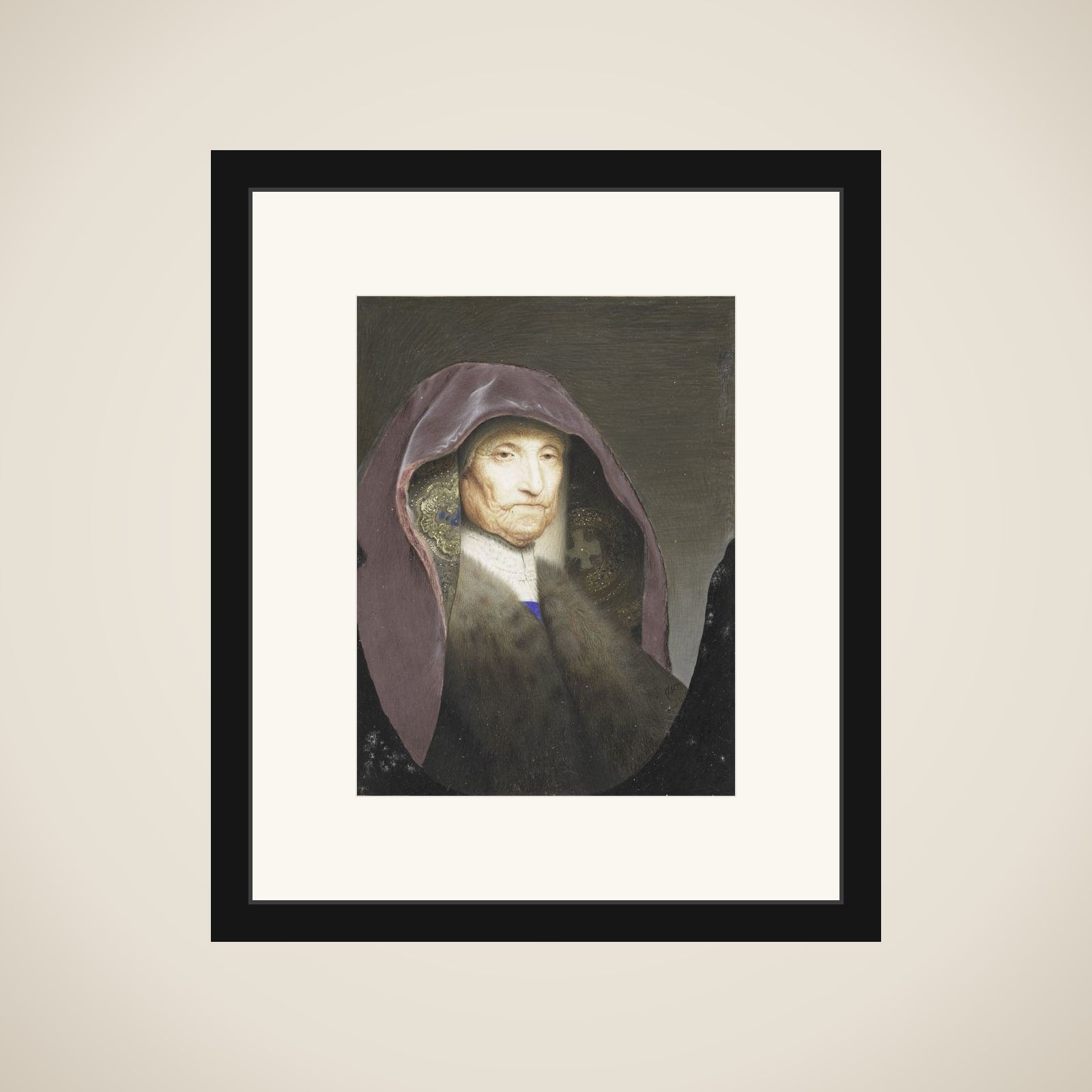 Portrait of een old woman, zogenaamd Rembrandts moeder framed