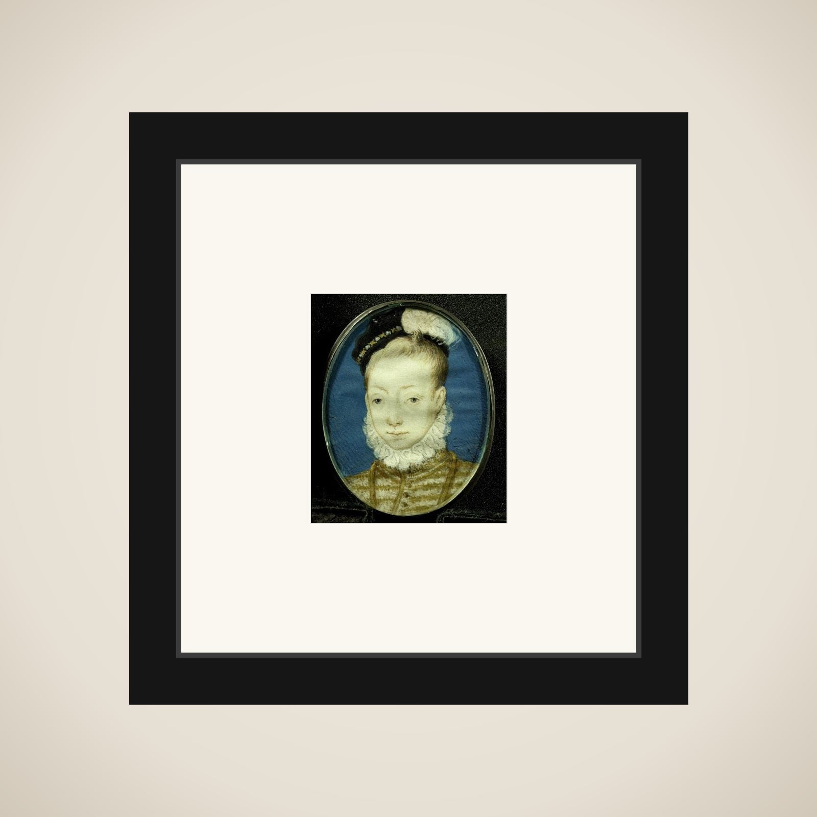 Jacobus Stuart (1566-1625), de latere koning Jacobus I van Engeland, op ongeveer tienjarige leeftijd framed