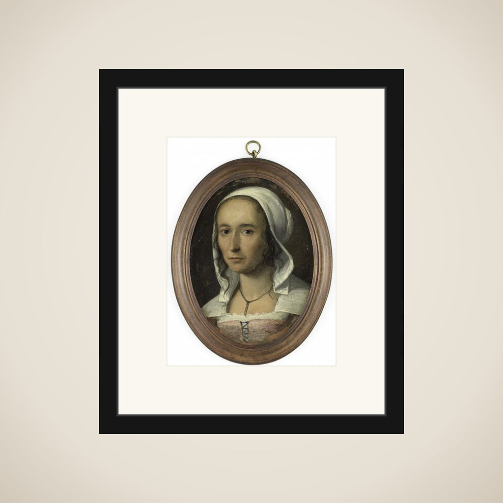 Portrait of een vrouw, zogenaamd zelfportret van Anna Maria van Schurman (1607-78) framed