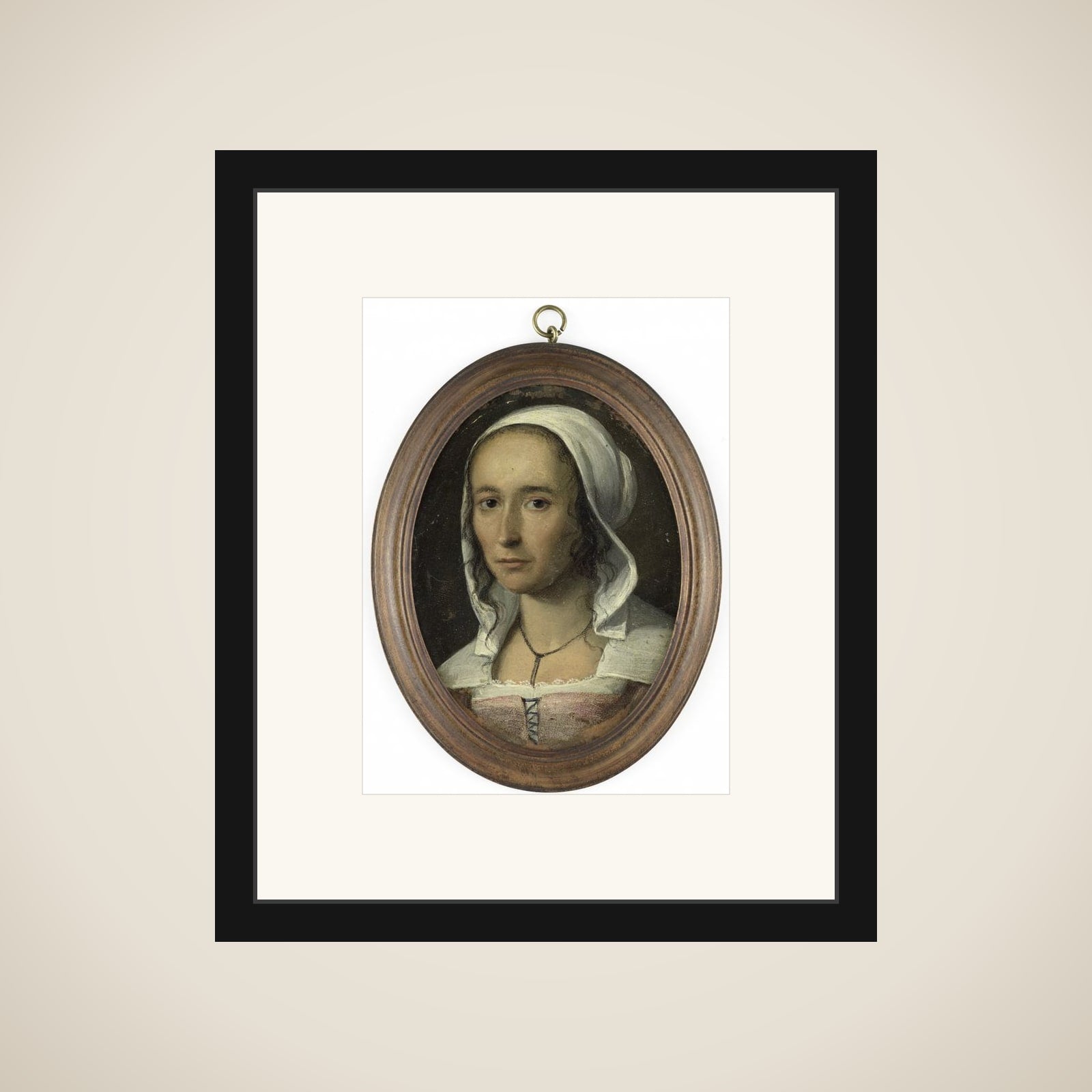 Portrait of een vrouw, zogenaamd zelfportret van Anna Maria van Schurman (1607-78) framed