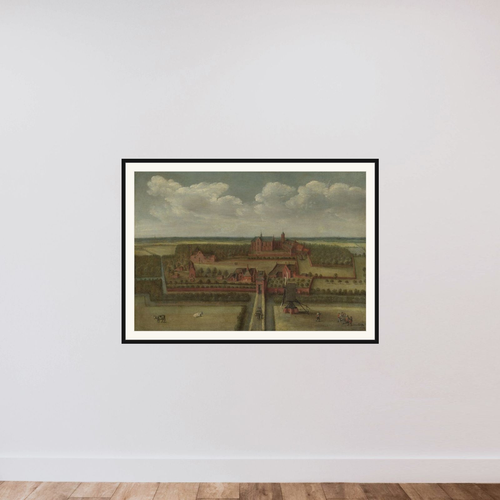 The Abbey of Leeuwenhorst in Rijnland framed — shown to scale