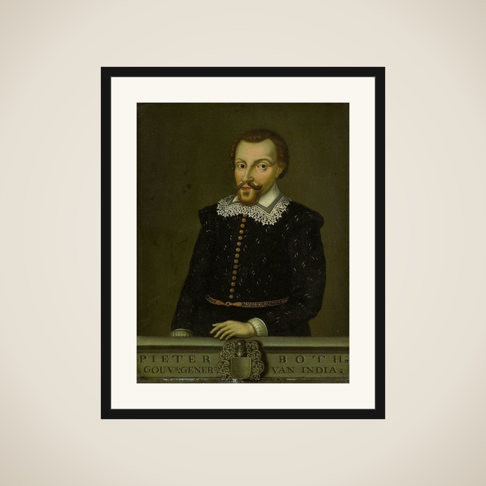 Portrait of Pieter Both, Governor-General of the Dutch East Indies framed