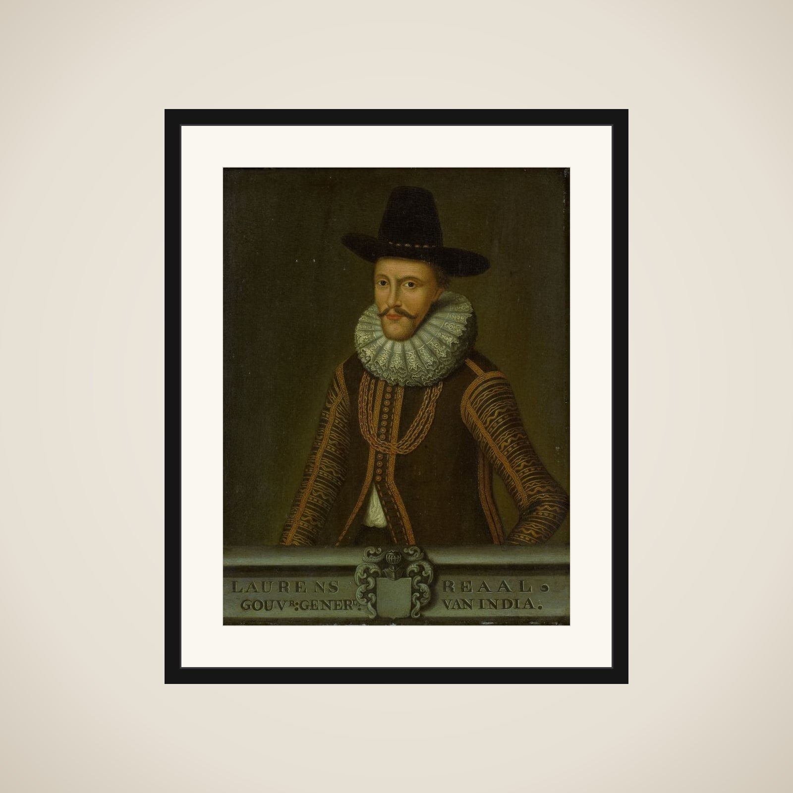 Portrait of Laurens Reael, Governor-General of the Dutch East Indies framed