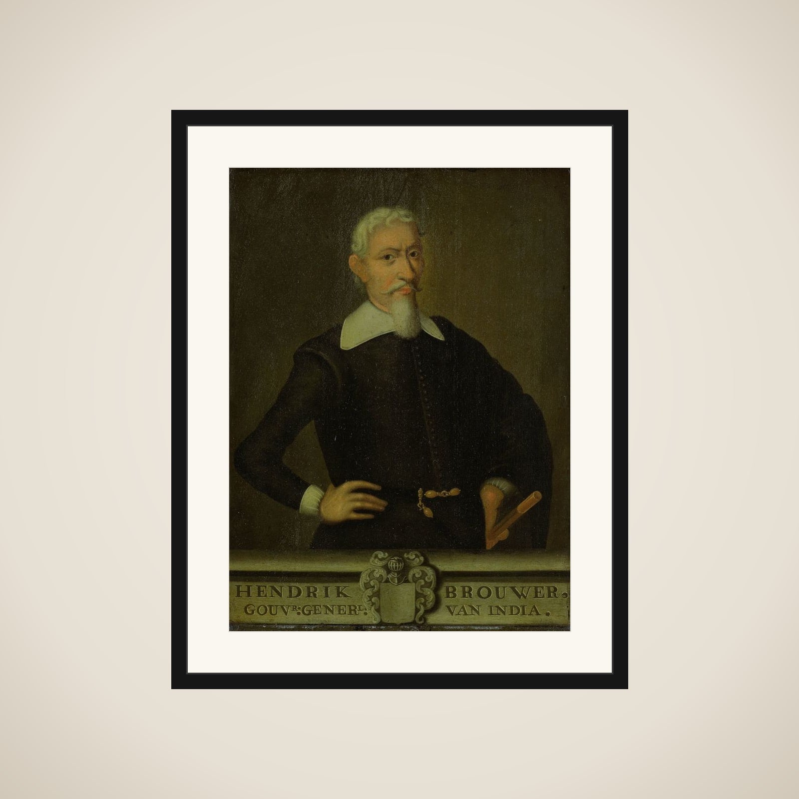 Portrait of Hendrik Brouwer, Governor-General of the Dutch East Indies framed