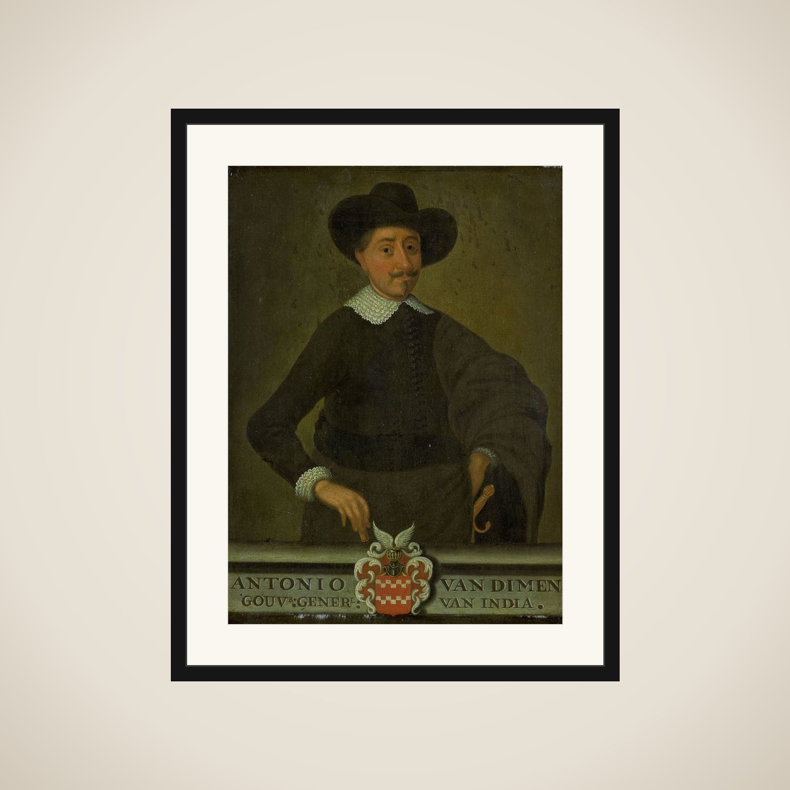 Portrait of Antonio van Diemen, Governor-General of the Dutch East Indies framed