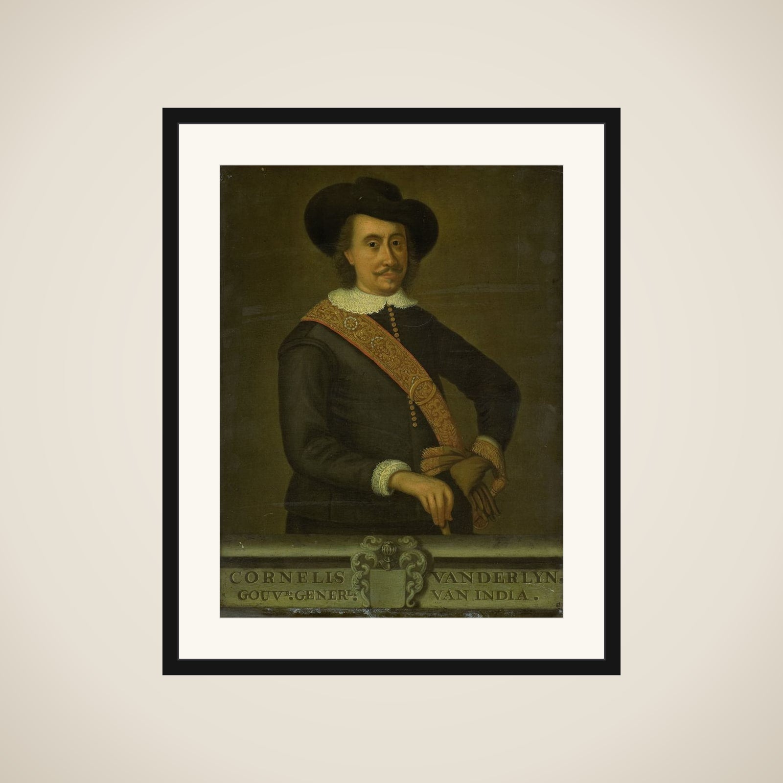 Portrait of Cornelis van der Lijn, Governor-General of the Dutch East Indies framed