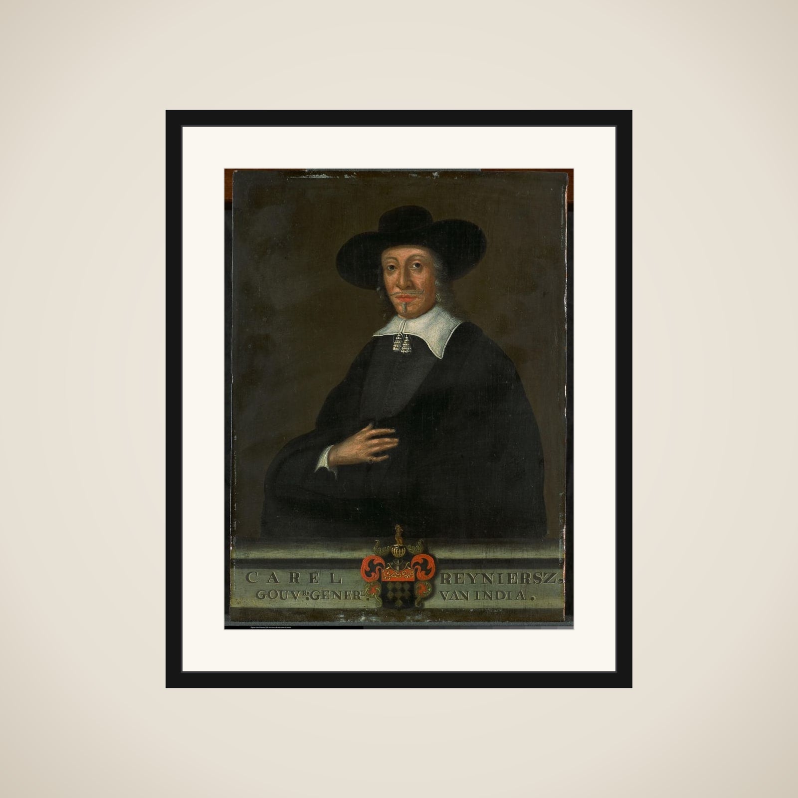 Portrait of Karel Reyniersz, Governor-General of the Dutch East Indies framed