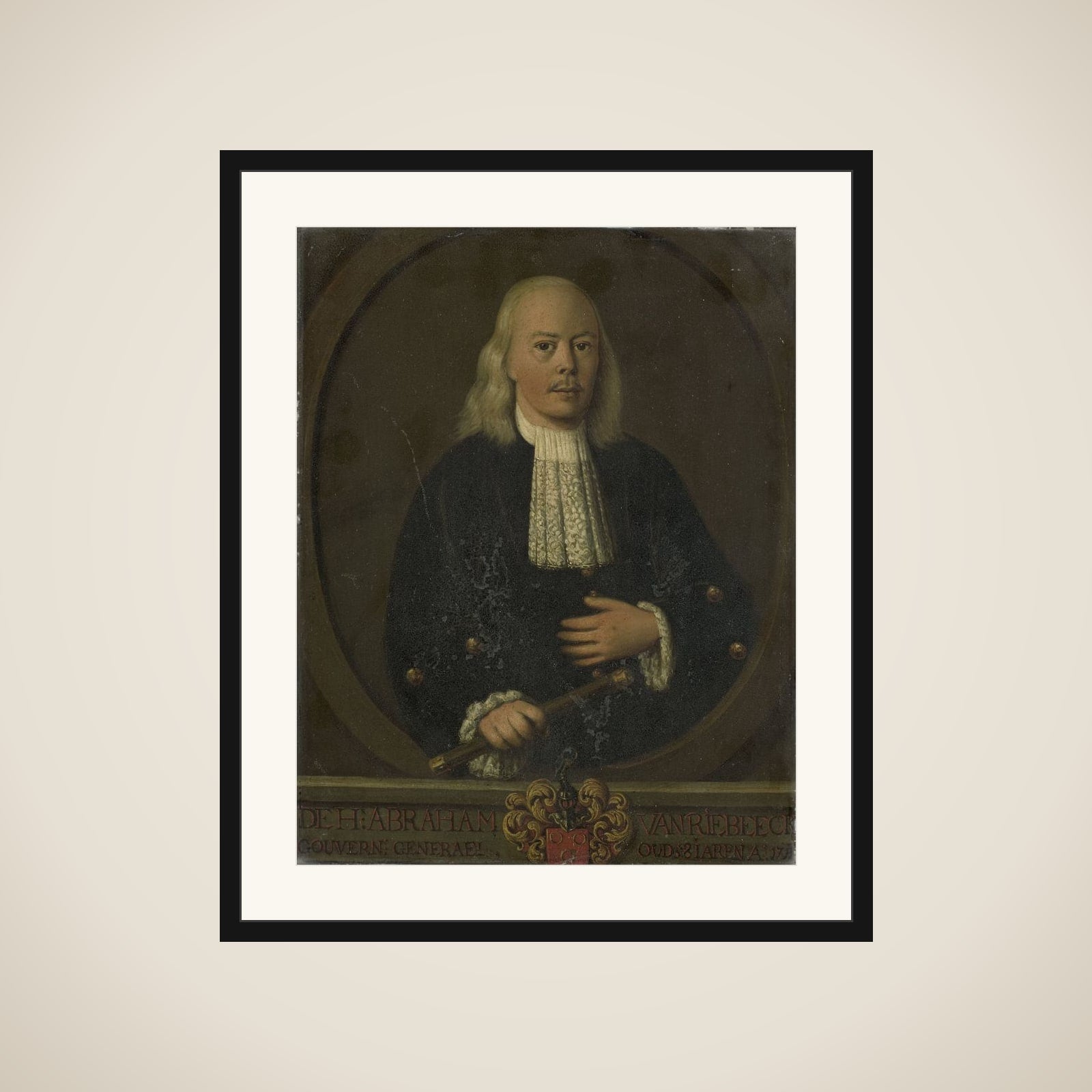 Portrait of Abraham van Riebeeck, Governor-General of the Dutch East Indies framed