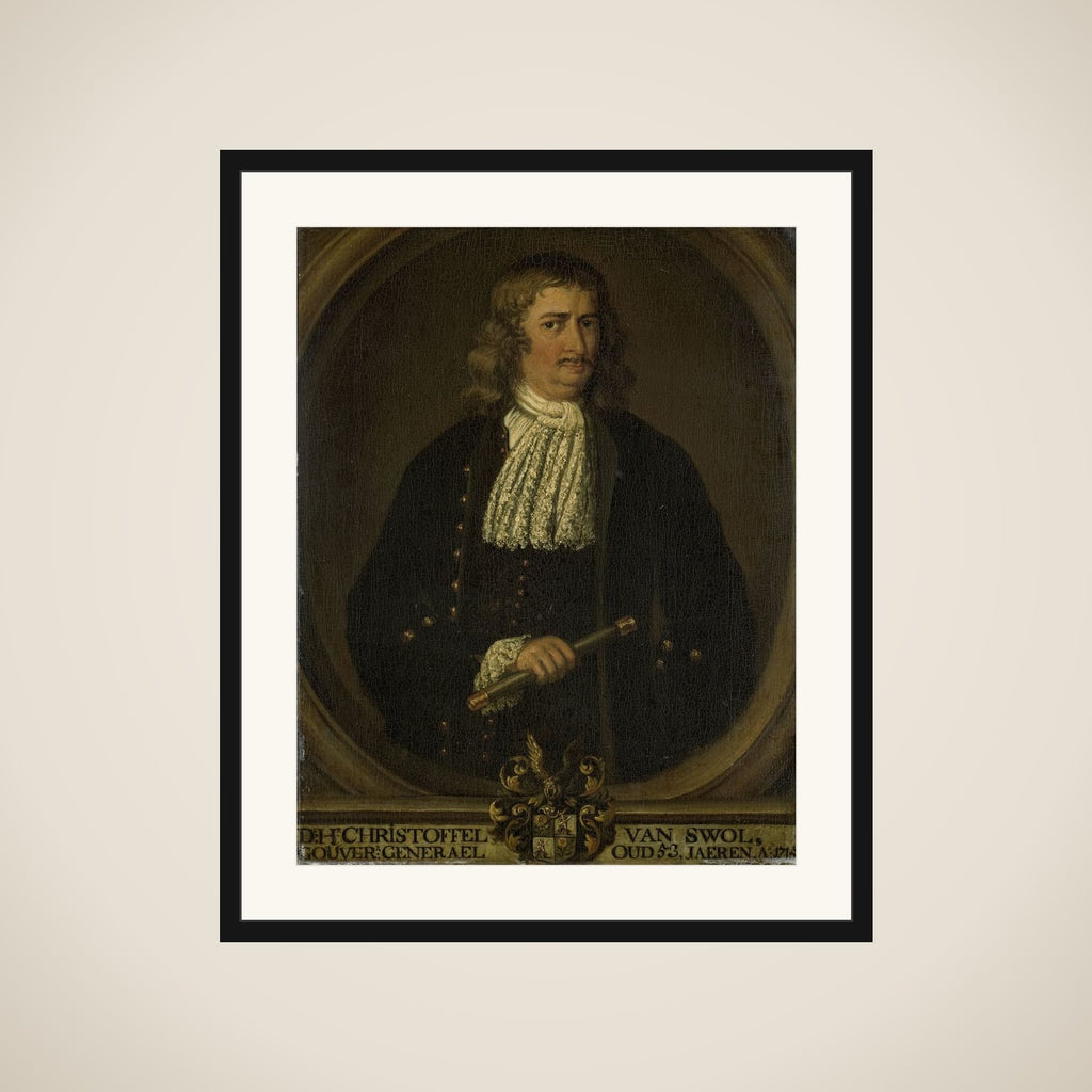 Portrait of Christoffel van Swoll (Swol, Zwol), Governor-General of the Dutch East Indies framed