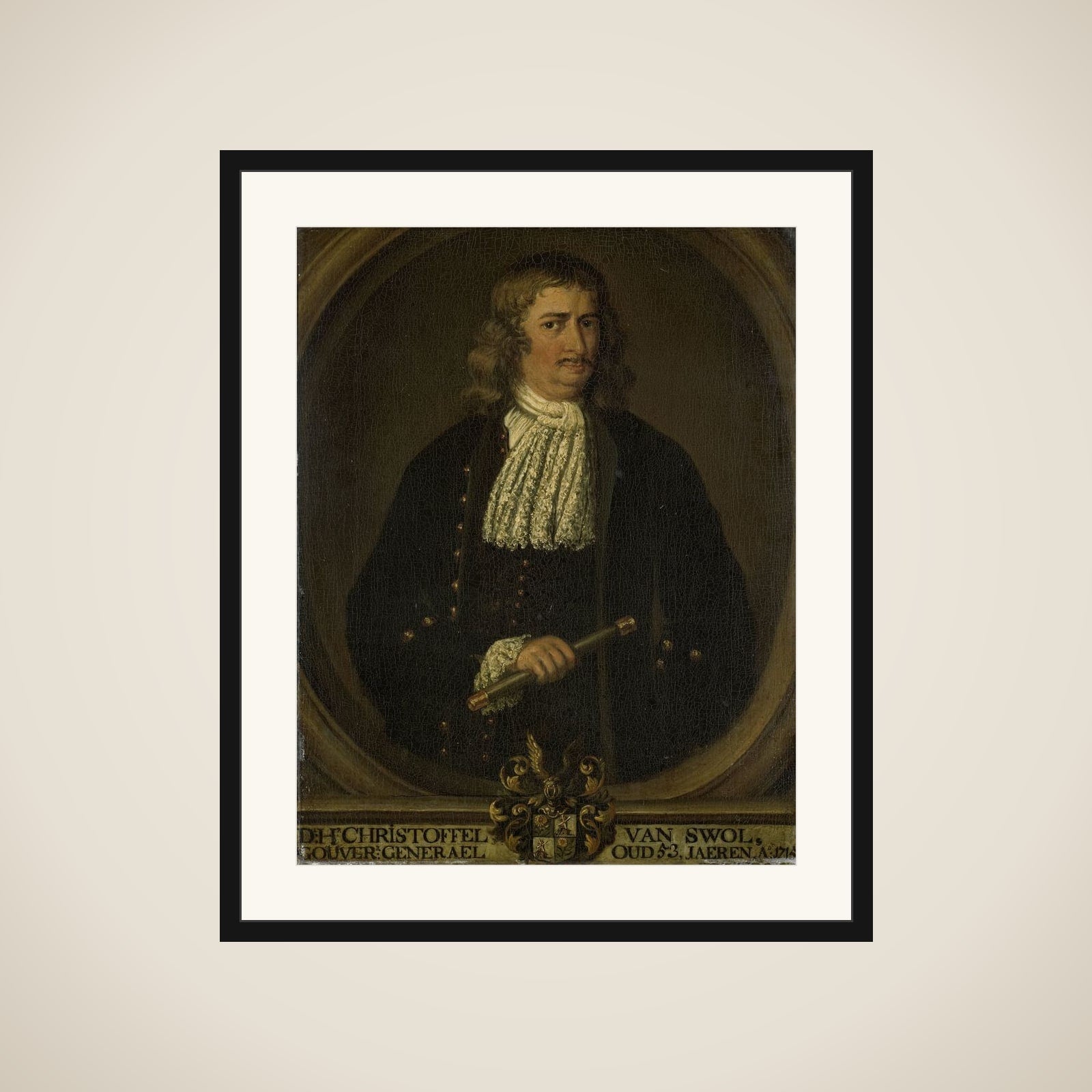 Portrait of Christoffel van Swoll (Swol, Zwol), Governor-General of the Dutch East Indies framed