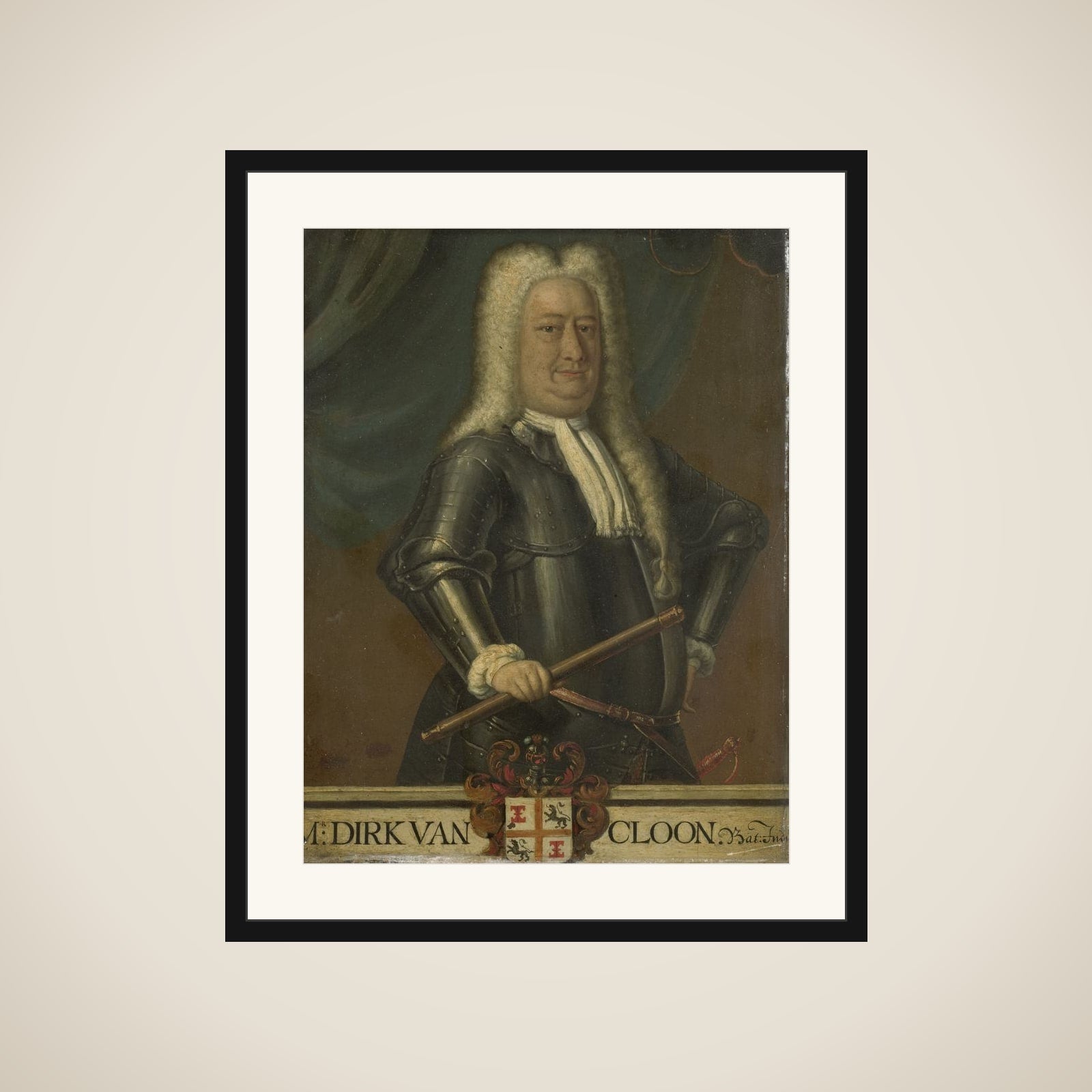 Portrait of Dirk van Cloon, Governor-General of the Dutch East Indies framed