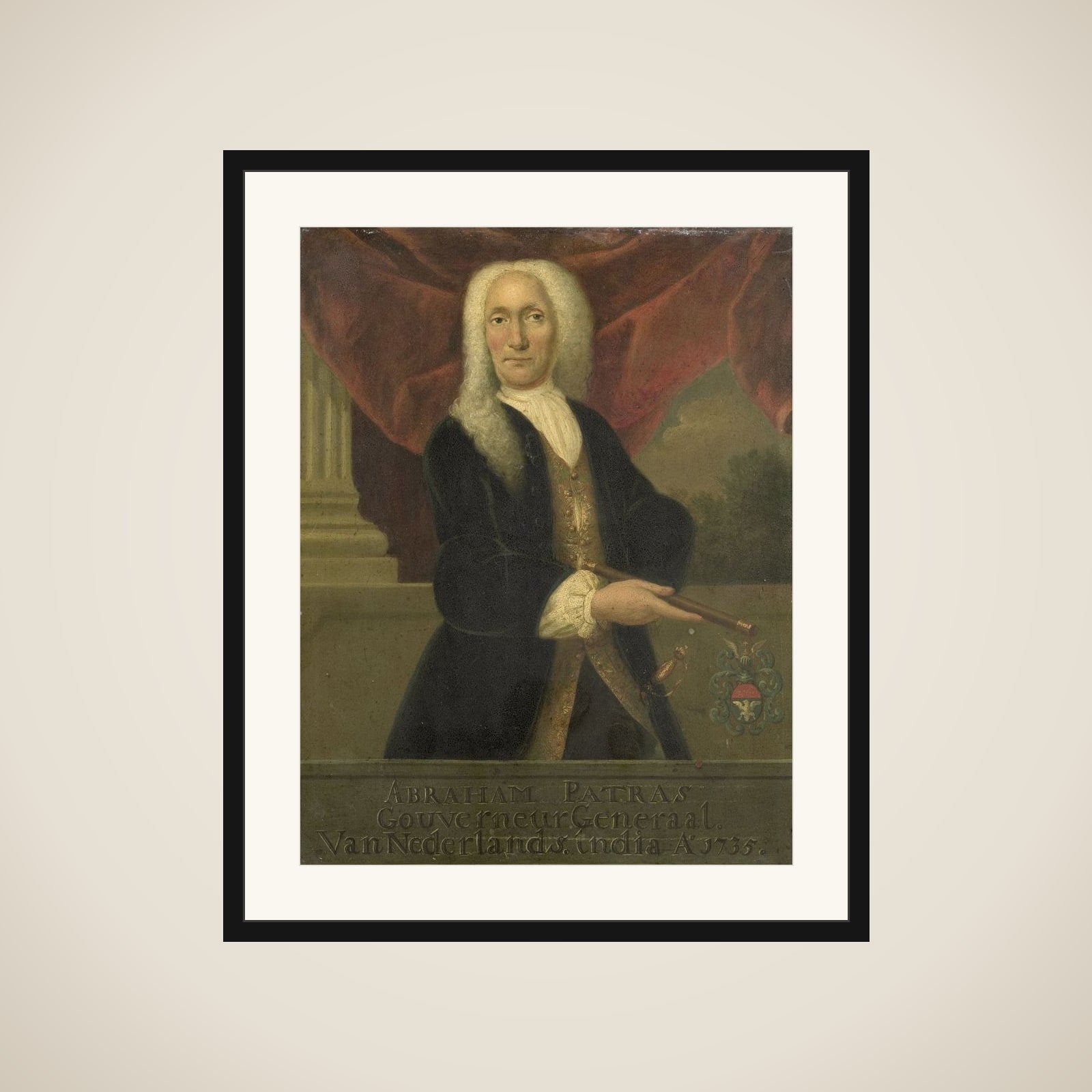 Portrait of Abraham Patras, Governor-General of the Dutch East India Company framed