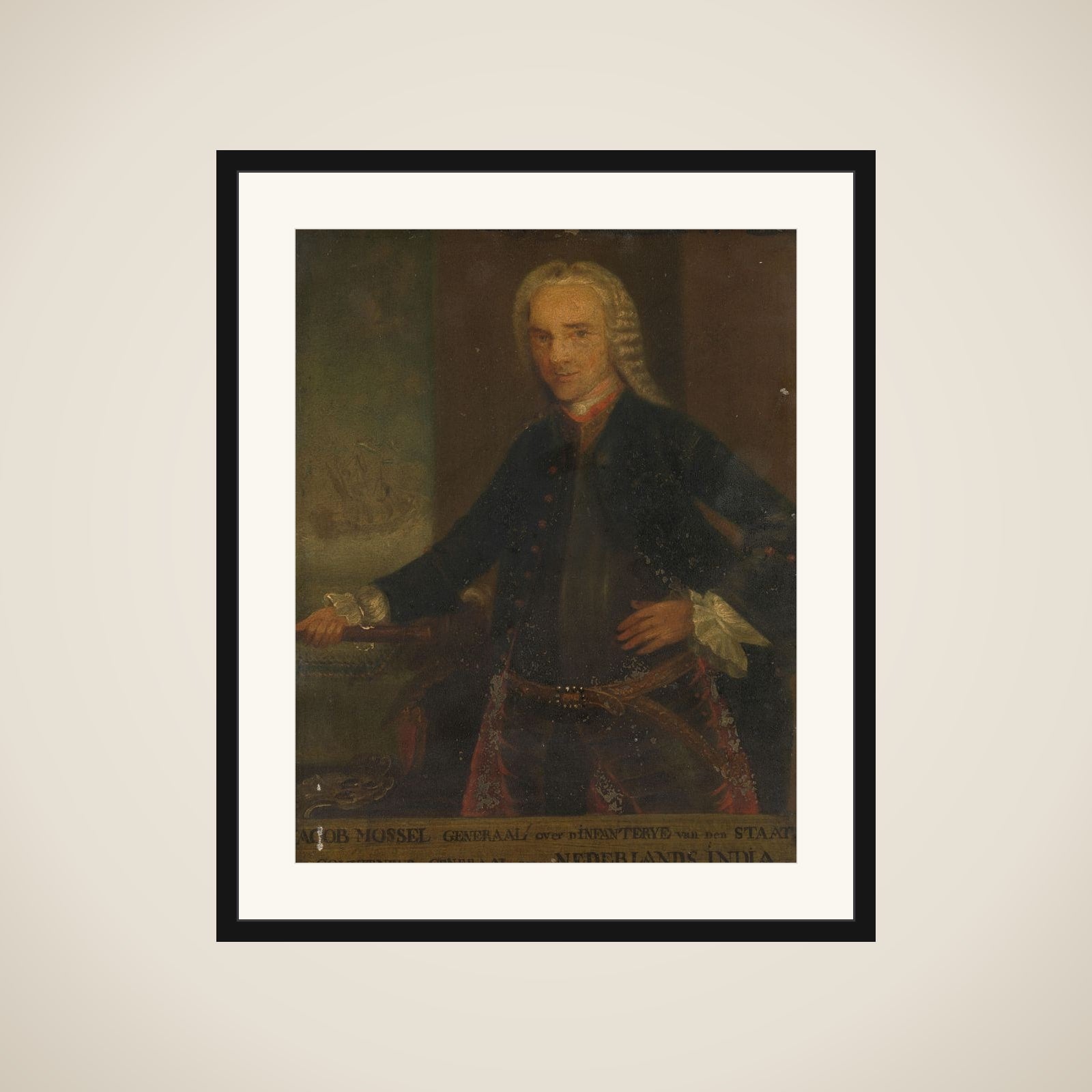 Portrait of Jacob Mossel, Governor-General of the Dutch East India Company framed
