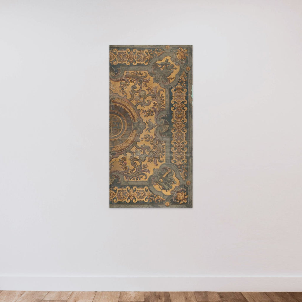 Ornamentale plafondschildering met in de hoeken voorstellingen van putti unframed — shown to scale