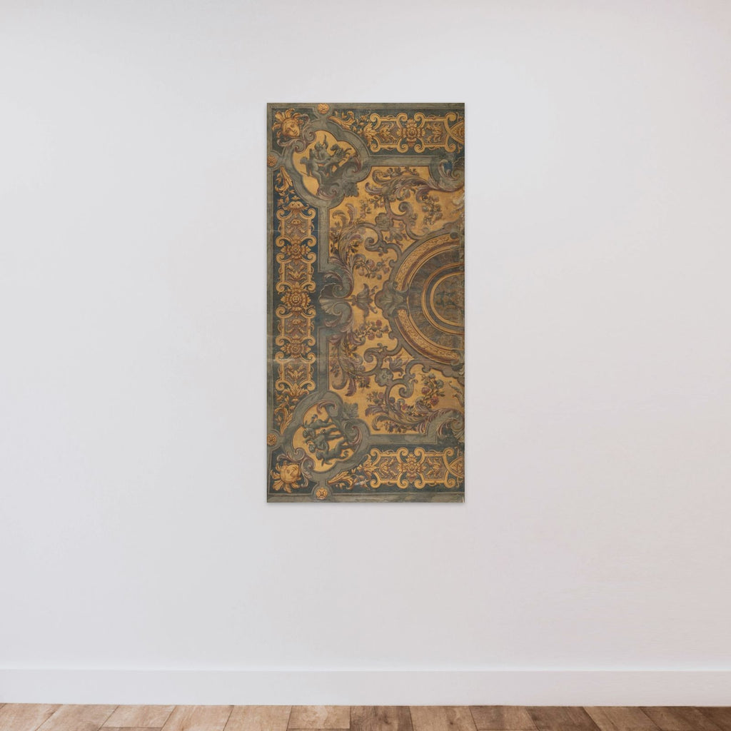 Ornamentale plafondschildering met in de hoeken voorstellingen van putti unframed — shown to scale