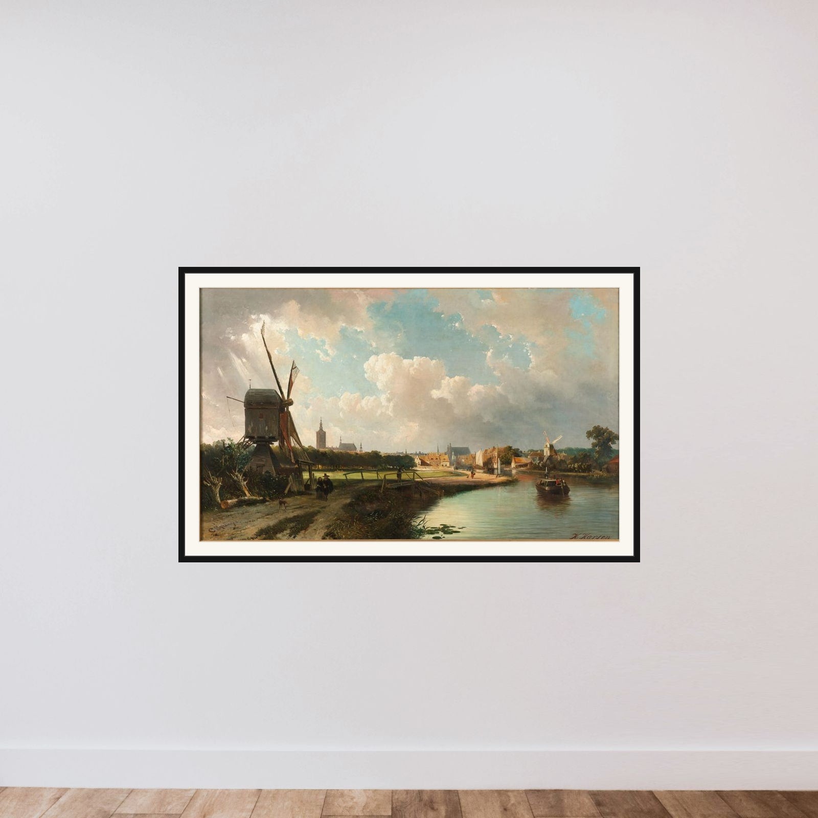 View of The Hague from the Delftse Vaart in the Seventeenth Century framed — shown to scale