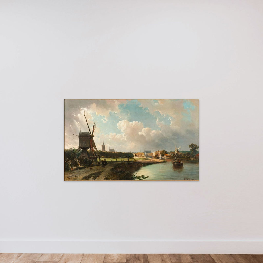 View of The Hague from the Delftse Vaart in the Seventeenth Century unframed — shown to scale