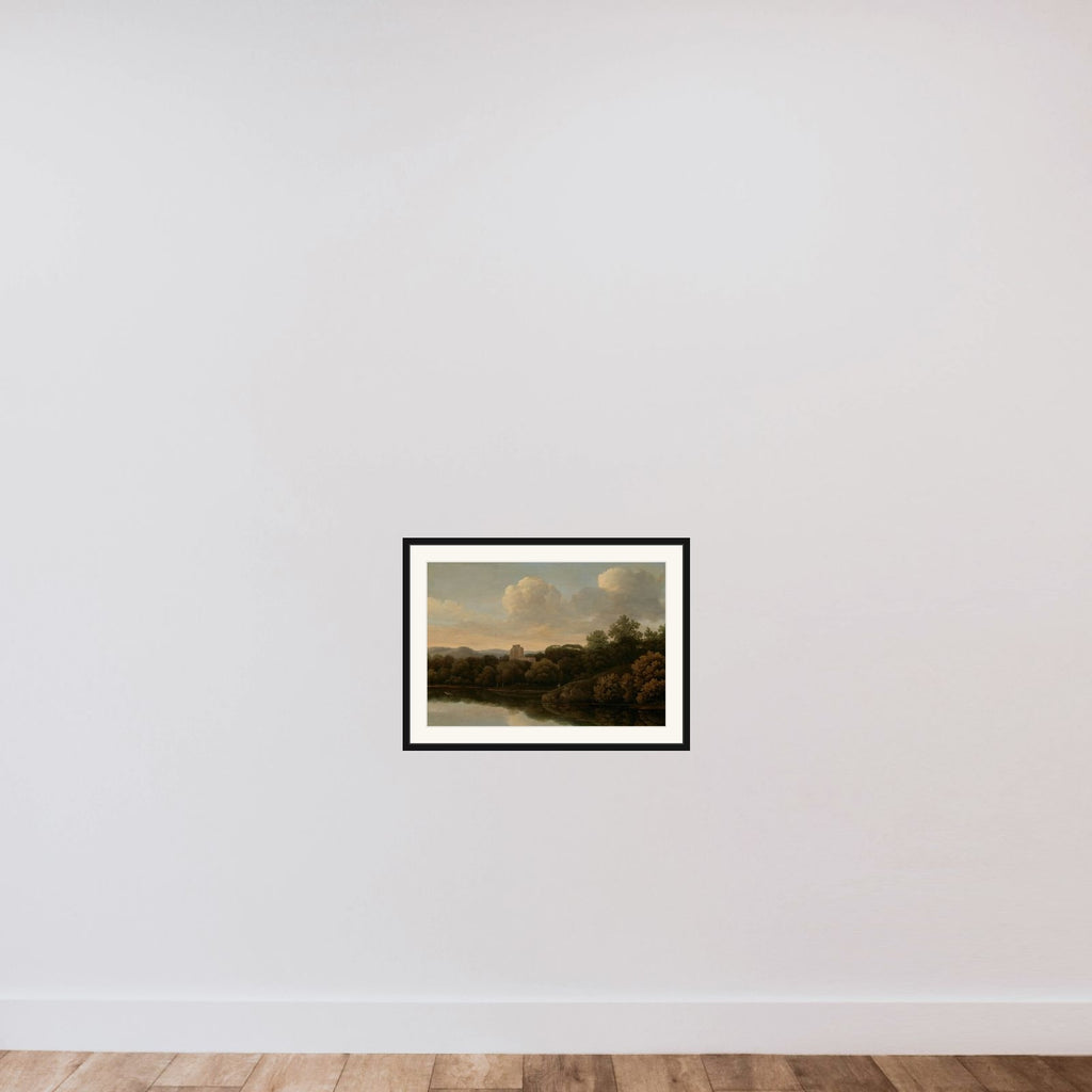 Wooded Landscape with River framed — shown to scale