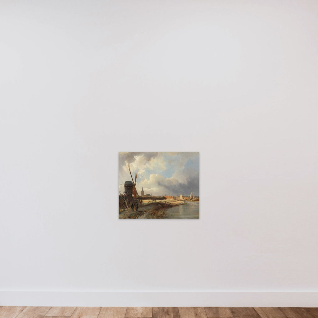 View of The Hague from the Delftse Vaart in the Seventeenth Century unframed — shown to scale
