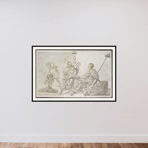 Allegory of the 'Treaty of Friendship and Commerce between the States General of the United Netherlands and the United States of America', The Hague, 7 October 1782 framed — shown to scale