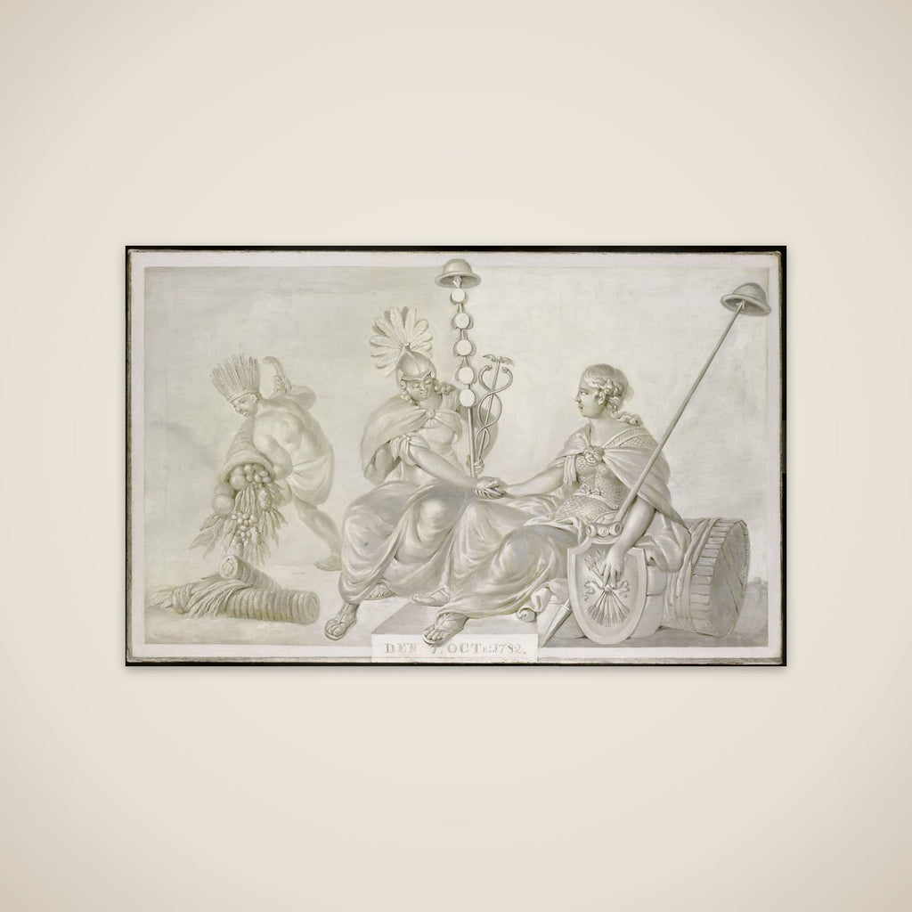 Allegory of the 'Treaty of Friendship and Commerce between the States General of the United Netherlands and the United States of America', The Hague, 7 October 1782 unframed print