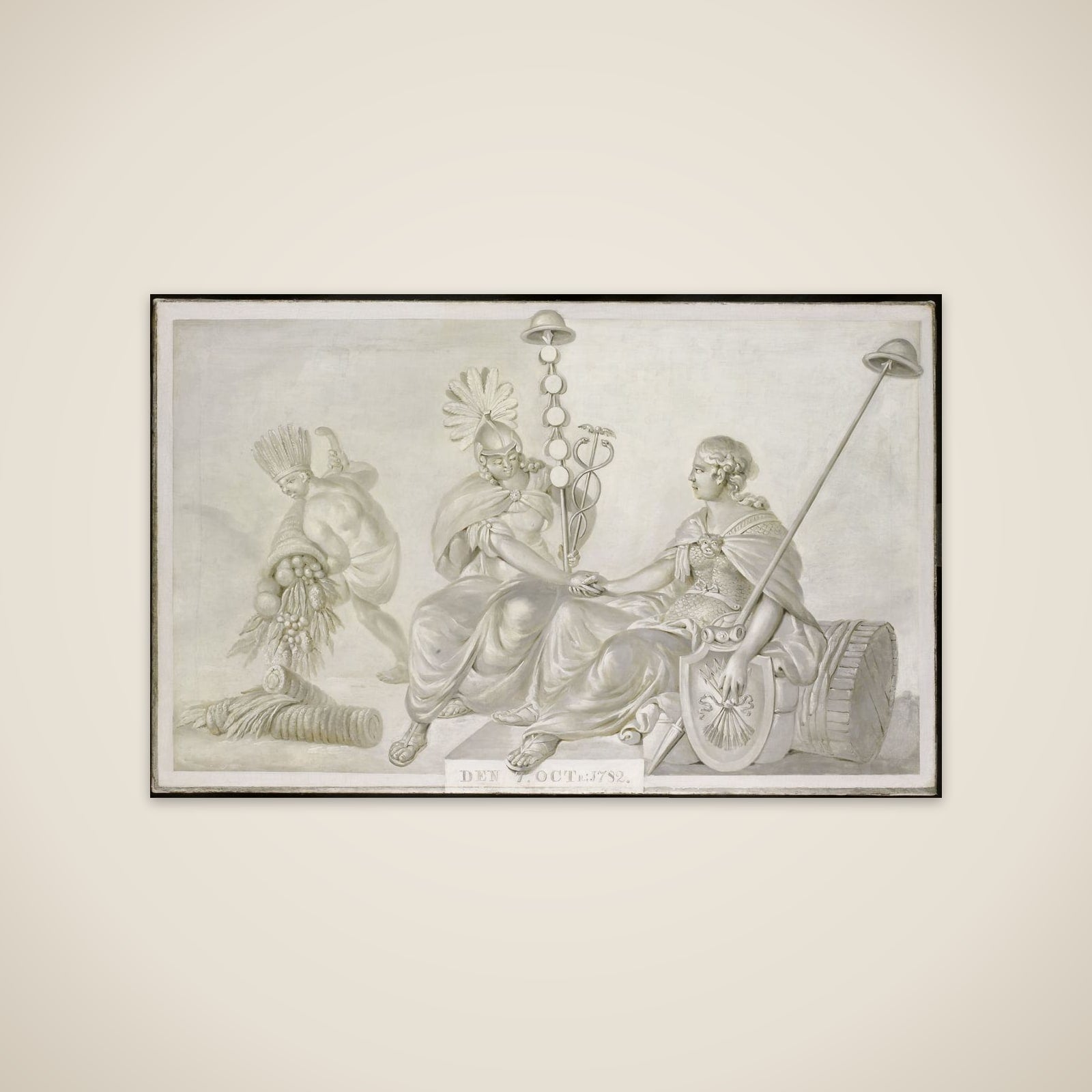 Allegory of the 'Treaty of Friendship and Commerce between the States General of the United Netherlands and the United States of America', The Hague, 7 October 1782 unframed print