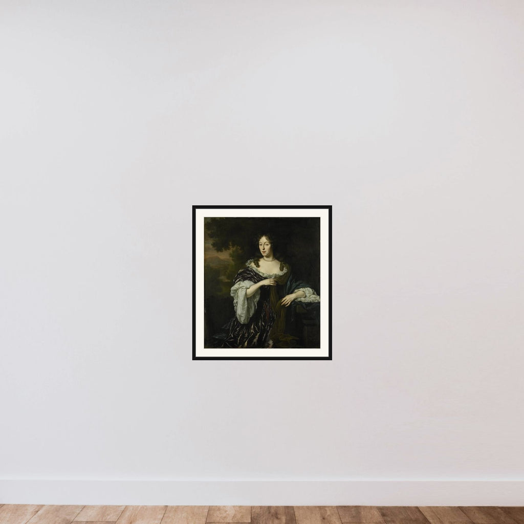 Portrait of Maria Schaep, Wife of Hendrick Bicker framed — shown to scale