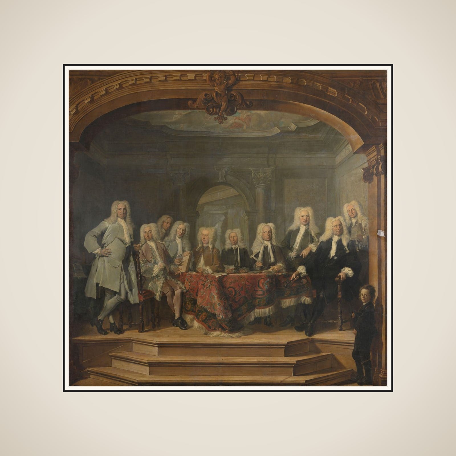 Regents of the Aalmoezeniersweeshuis Orphanage in Amsterdam, 1729 framed
